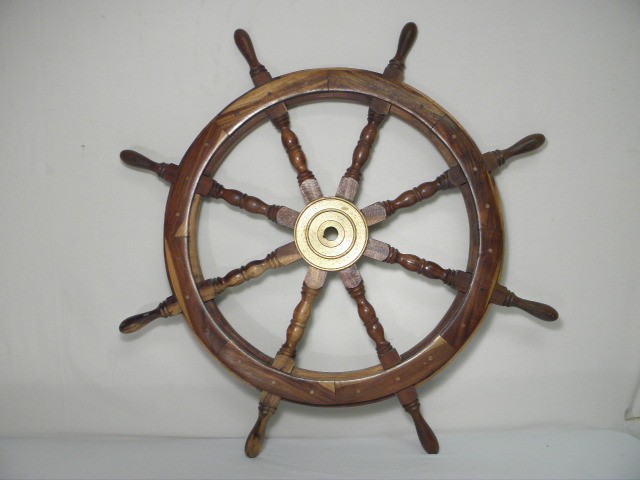20th century walnut and brass ships