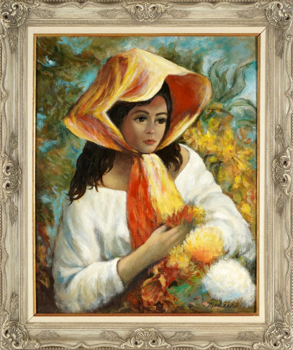 20TH CENTURY: WOMAN WITH FLOWERSoil