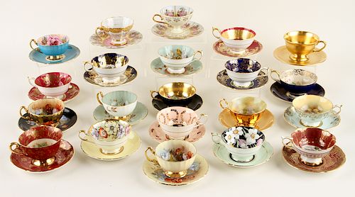 21 HAND PAINTED PORCELAIN TEA