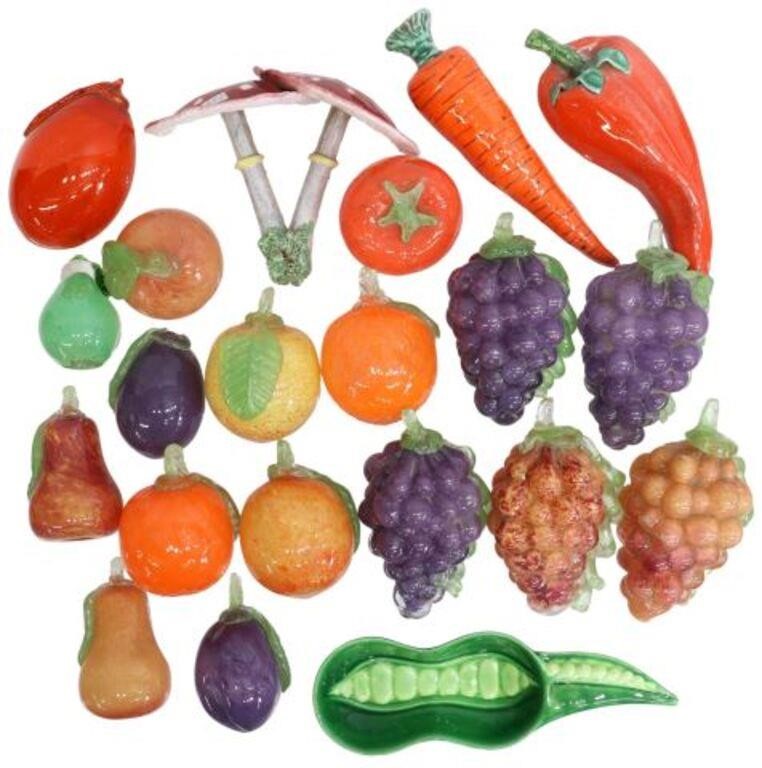 (21) ITALIAN GLASS & CERAMIC FRUITS