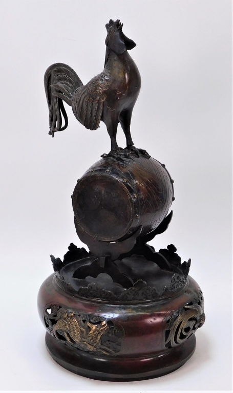 21" JAPANESE BRONZE ROOSTER ON