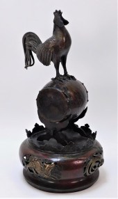 21" JAPANESE BRONZE ROOSTER ON