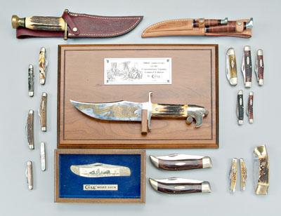 21 knives, mostly Case: four sheath