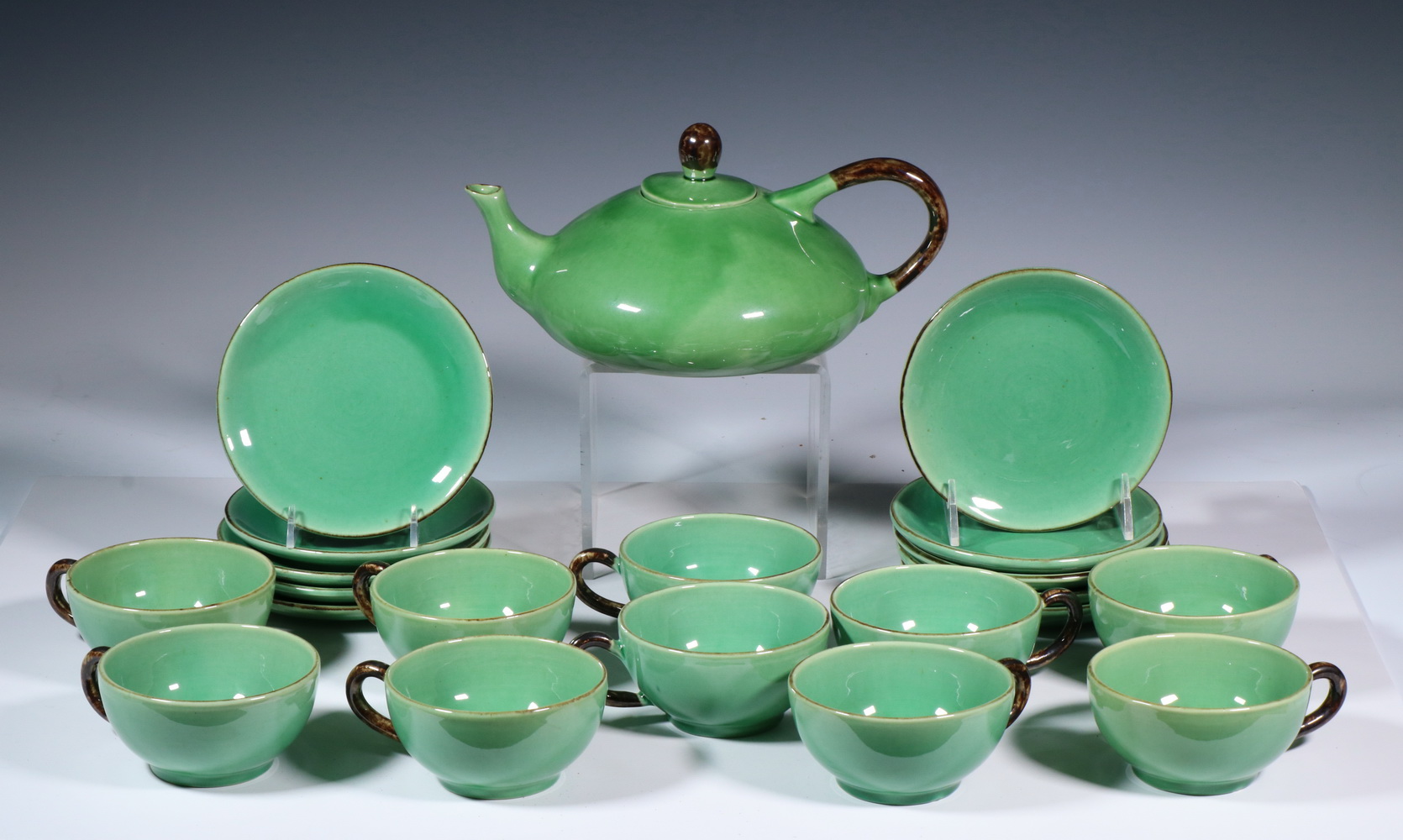 (21 PC) FRENCH POTTERY TEA SET (21)