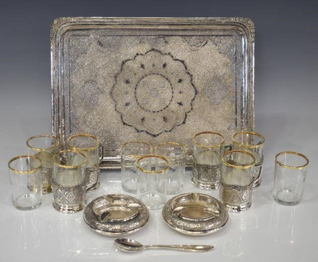 (21) PERSIAN CHASED .875 SILVER CUP