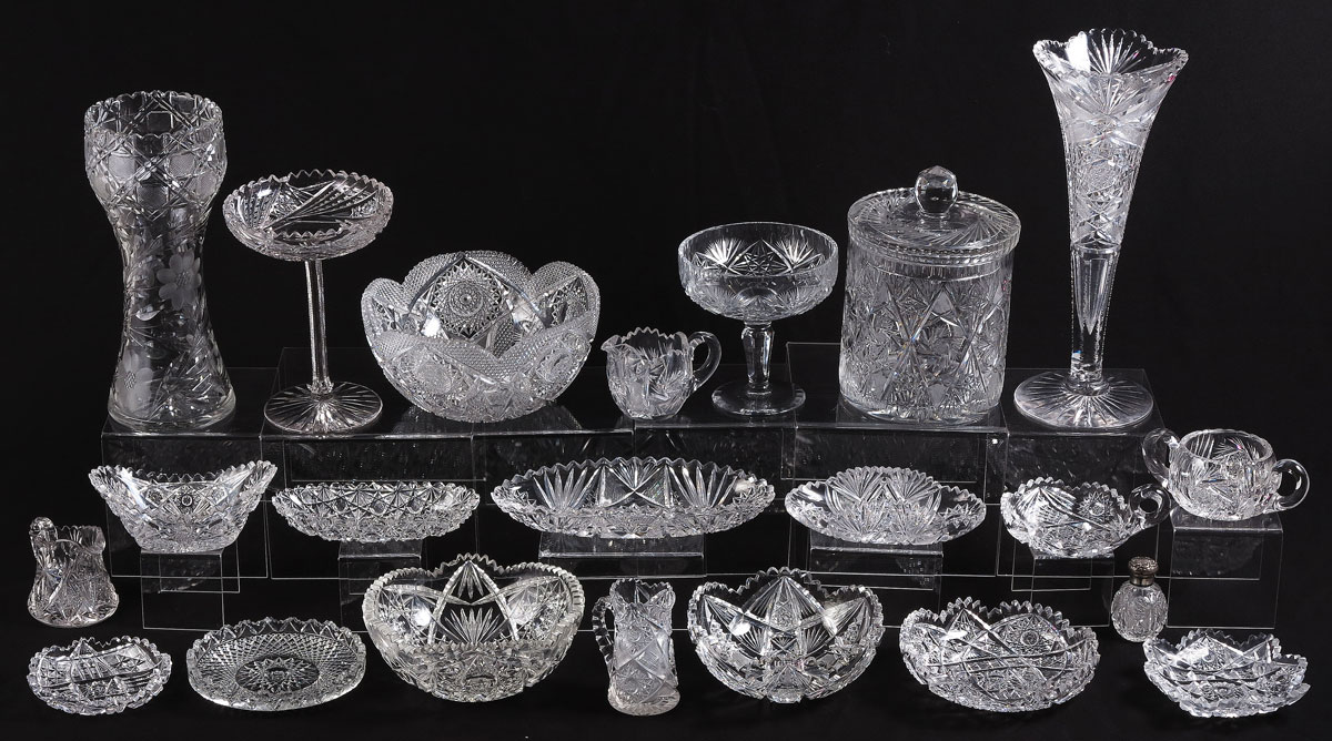 21 PIECE COLLECTION OF CUT GLASS