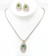 21K CZ NECKLACE & EARRING SET:
