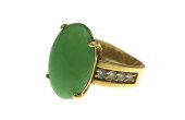 21K GOLD JADEITE & DIAMOND RIN