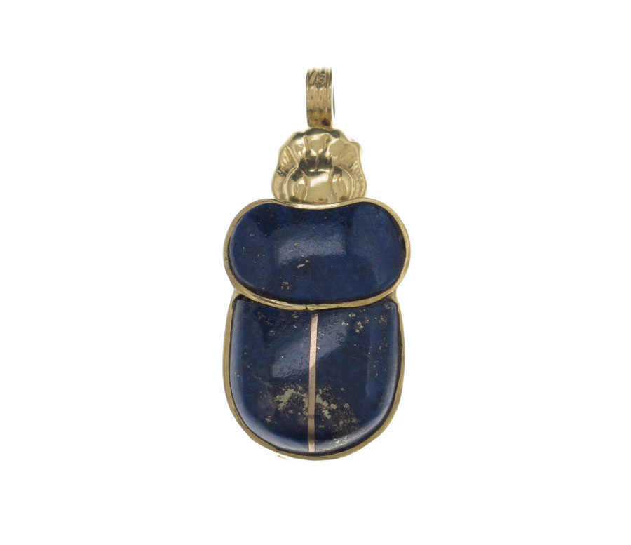 21K LAPIS SCARAB PENDANT: 21K