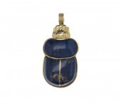 21K LAPIS SCARAB PENDANT: 21K