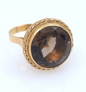 21K SMOKY QUARTZ RING: 21K yel