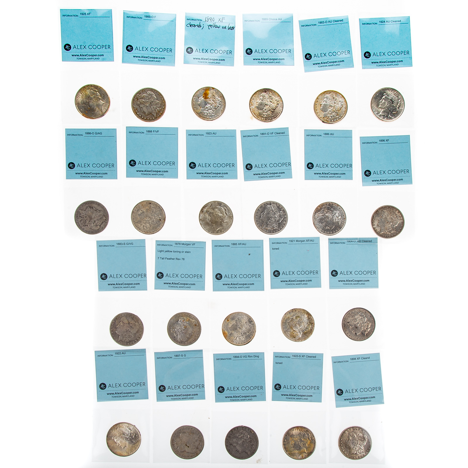 22 DIFFERENT US SILVER DOLLARS 1878