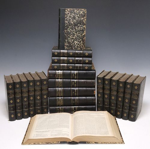 (22) FRENCH LEATHER-BOUND LIBRARY