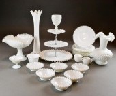 (22) Pcs. Hobnail White Glass