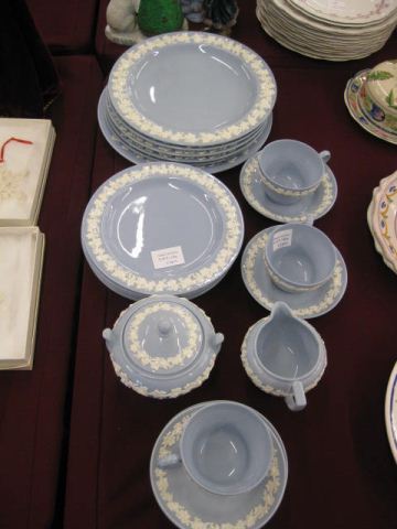 22 pcs. Wedgwood Blue Embossed