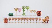 22 PIECES HAND PAINTED BOHEMIA