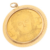 22K, 18K YELLOW GOLD PENDANT<b