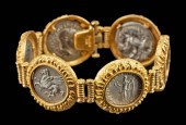 22K+ GOLD BRACELET W/ 6 ANCIEN