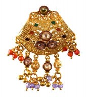 22K GOLD ENAMEL GEMSTONE NECKL