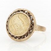 22K YELLOW GOLD COIN, 14K ROSE