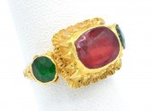 22K YELLOW GOLD RED CORUNDUM A