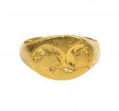 22K YG SIGNET CREST GREEK SPHI