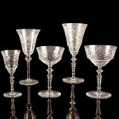 22PC VINTAGE FLORAL ETCHED GLA
