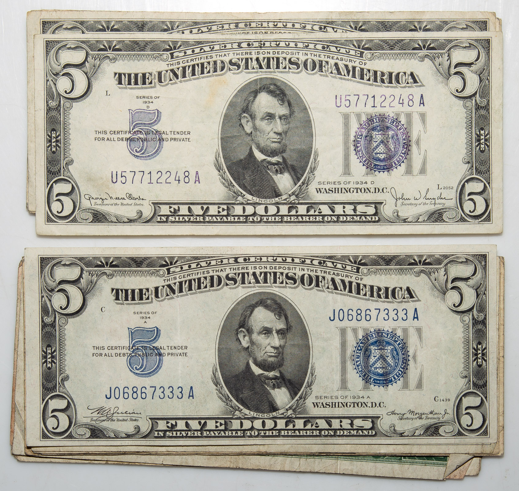 23 - $5 SILVER CERTIFICATES, 21