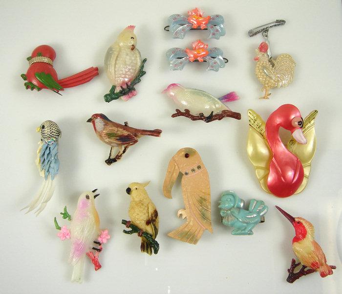23 costume jewelry bird pins, 9