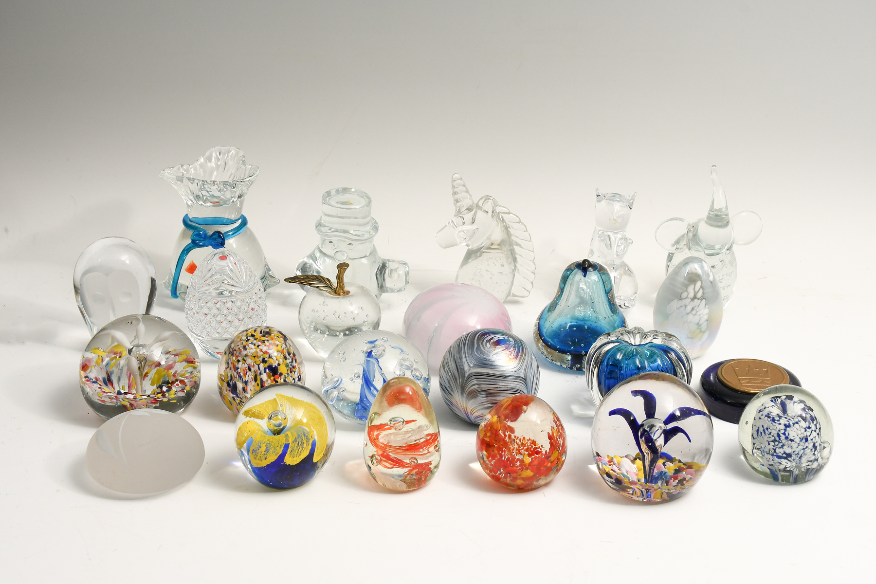 23 PC. ART GLASS PAPERWEIGHTS