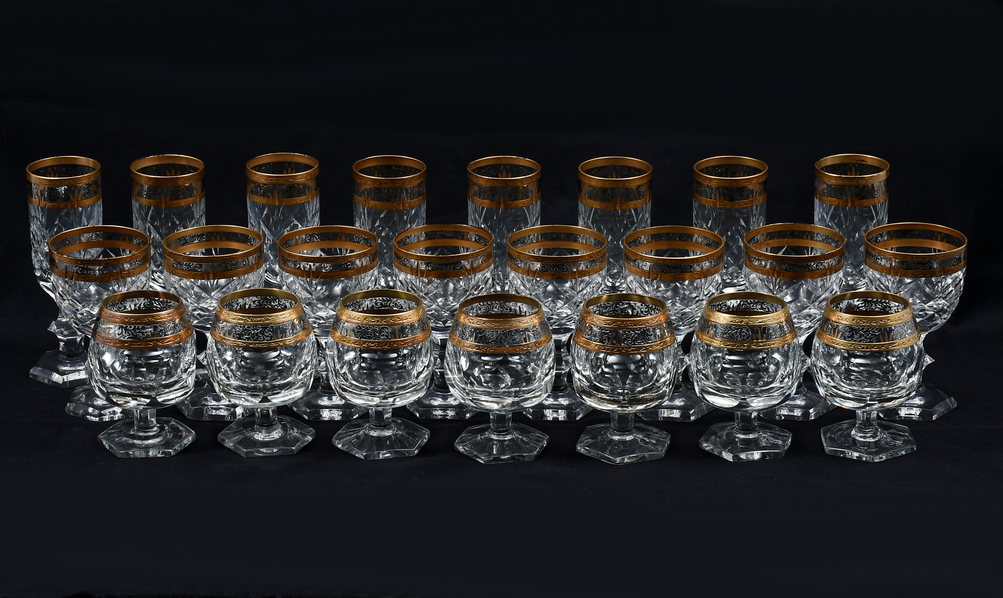 23 PC. GILT & SILVERED CRYSTAL