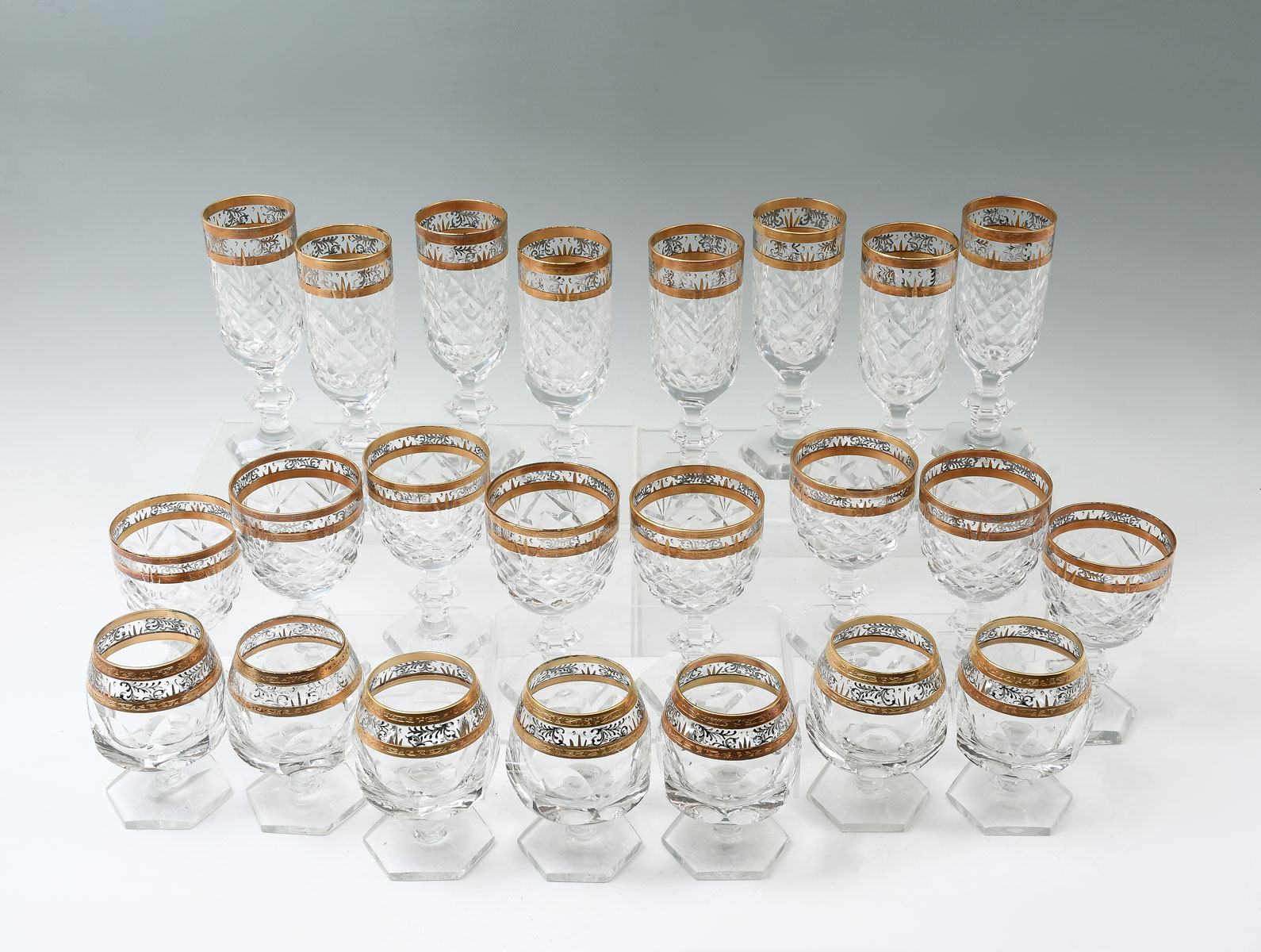 23 PC. GILT & SILVERED CRYSTAL