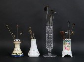 23 VINTAGE HATPINS WITH HOLDER