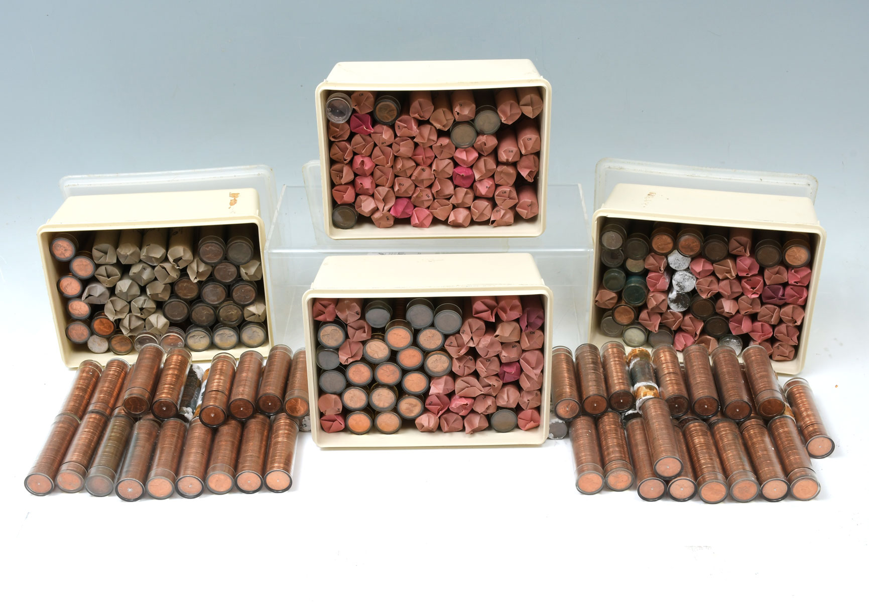 230 PLUS ROLLS OF PENNIES, DIMES