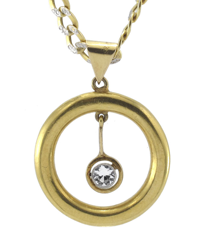 23K GOLD PENDANT ON 10K CHAIN: