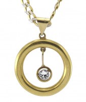 23K GOLD PENDANT ON 10K CHAIN: