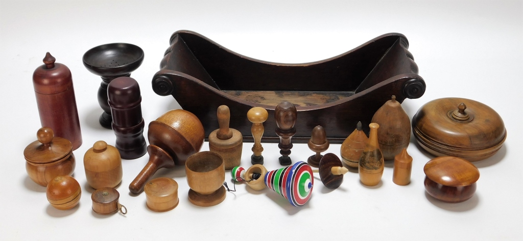 23PC CARVED WOOD TREEN COLLECTION