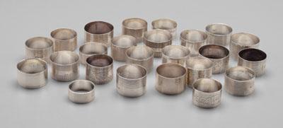 24 English silver napkin rings: