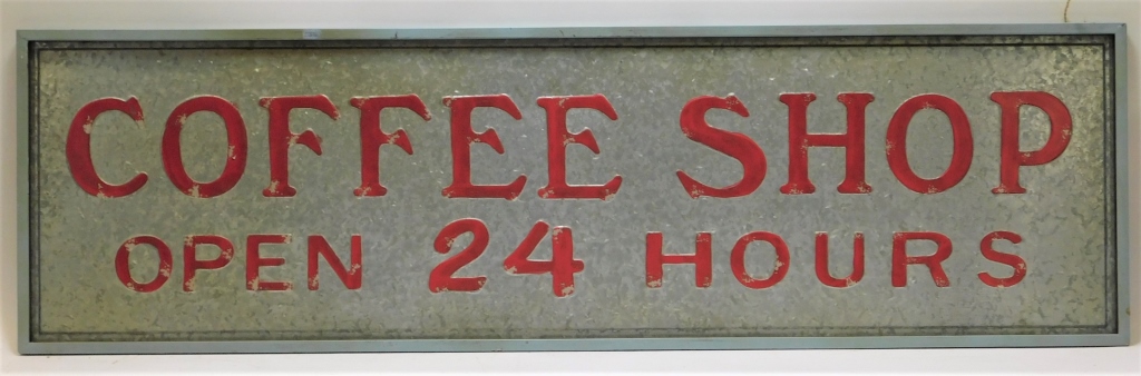 24 HOUR TIN EMBOSSED COFFEE SHOP