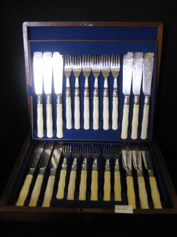 24 pc. Ivory & Silverplate Fish