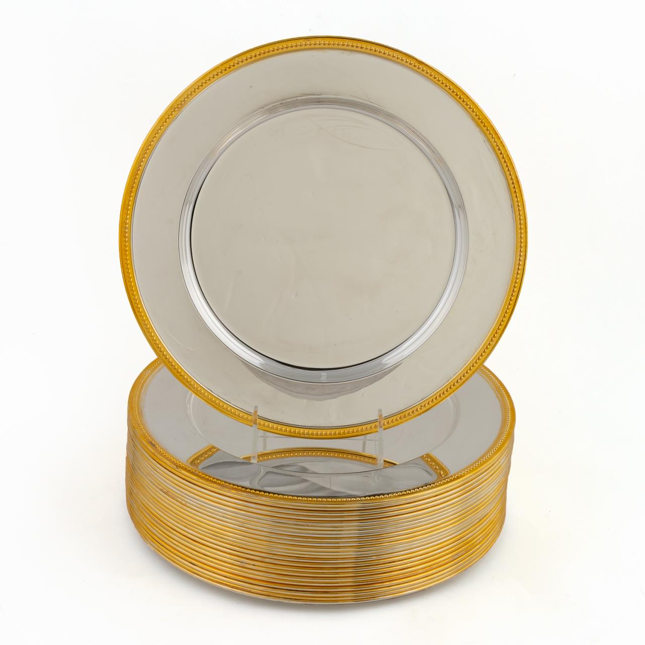 24 PCS, SILVERPLATE WITH GILT