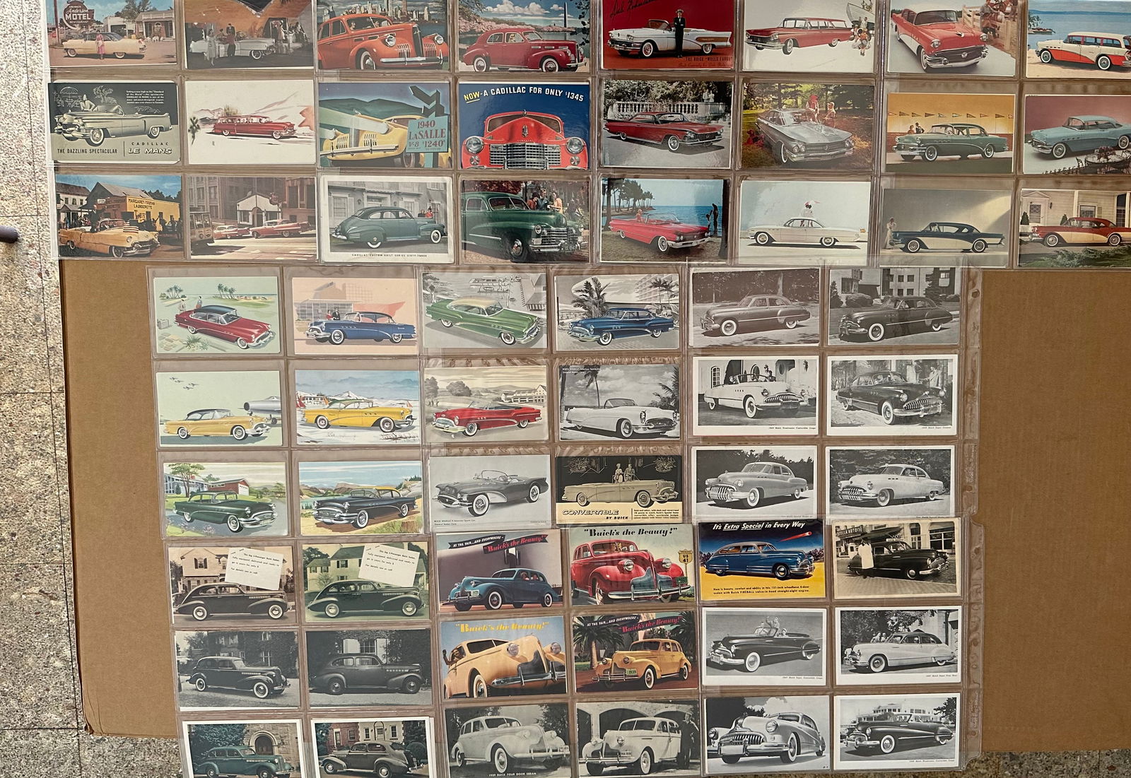 240 POSTCARDS - BUICK, CADILLAC,