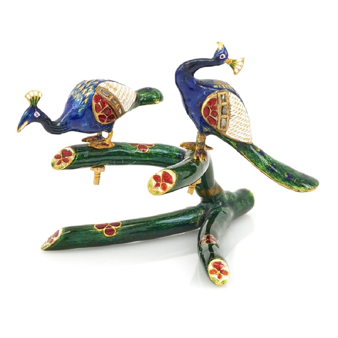 24K CLAD MUGHAL STYLE ENAMEL BIRD