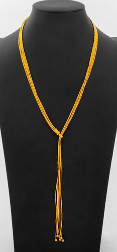 24K YELLOW GOLD 5-STRAND LARIAT