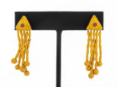 24K YELLOW GOLD RUBY TASSEL EA