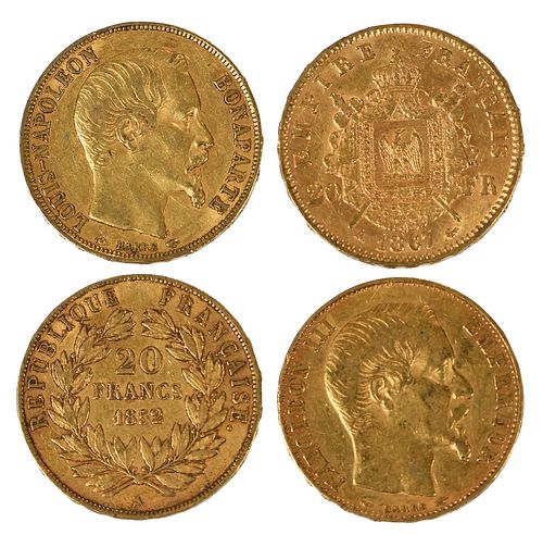 25 FRENCH GOLD COINS, 20