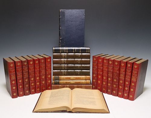(25) FRENCH LEATHER-BOUND LIBRARY