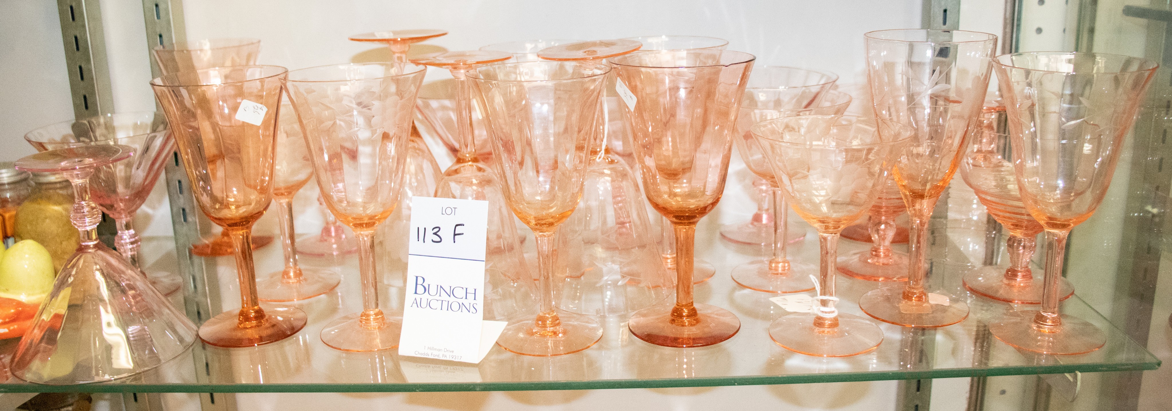 (25) Pcs pink glass stemware