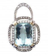 25CT AQUAMARINE & DIAMOND PEND