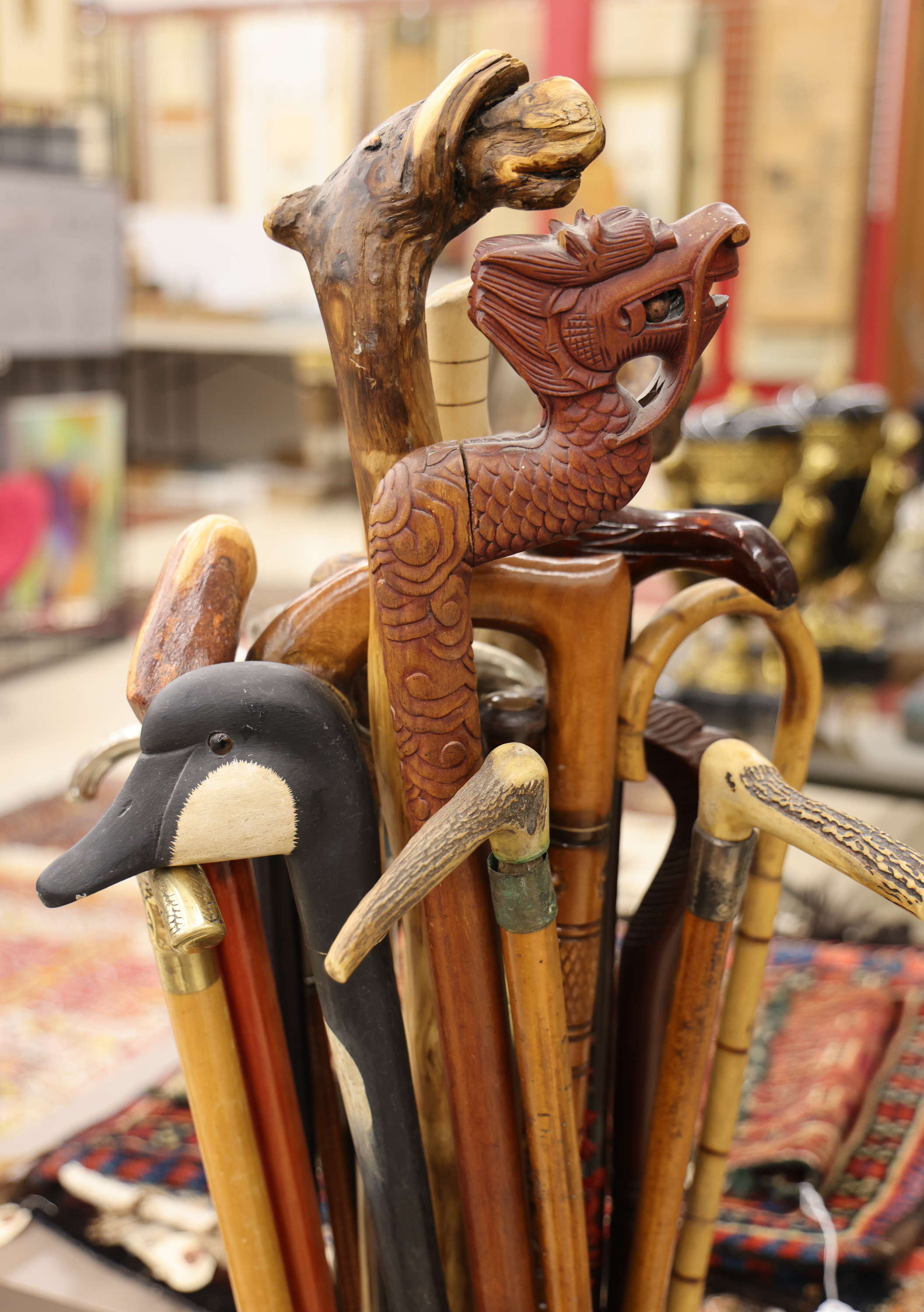 25pc Collection of Carved Walking
